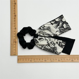 3 Pcs Spring Women's Silk Satin Hair Scarf with Ribbon, Long Bow Scrunchies for Hair, Autumn Flower Hair Scrunchies with Bow, Chiffon Summer Floral Scrunchie (Retro Flower)