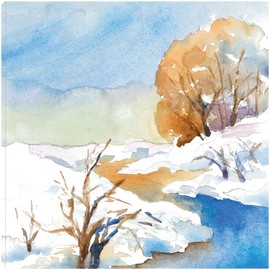 Fine Art Canvas Snowy Serenity II Canvas Wall Decor by Artist Lanie Loreth for Living Room, Bedroom, Bathroom, Kitchen, Office, Bar, Dining & Guest Room - Ready to Hang - 32 in x 32 in