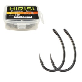 Pack of 50 Fishing Hooks PTFE Coated Stainless Steel with High Carbon Content Barbed Wire Fishing Hooks with Eyelet Fishing Accessories (FBA-8031-8)