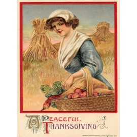 John Winsch 1911 Thanksgiving Theme NEW METAL SIGN: "A Peaceful Thanksgiving"