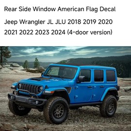 SFNEOP for Jeep Wrangler JL JLU 2018-2023 2024 (4-Door) Rear Side Car Window Decals,American Flag Stickers for Jeep Wrangler Accessoriess,USA Flag Decal-Matte Black