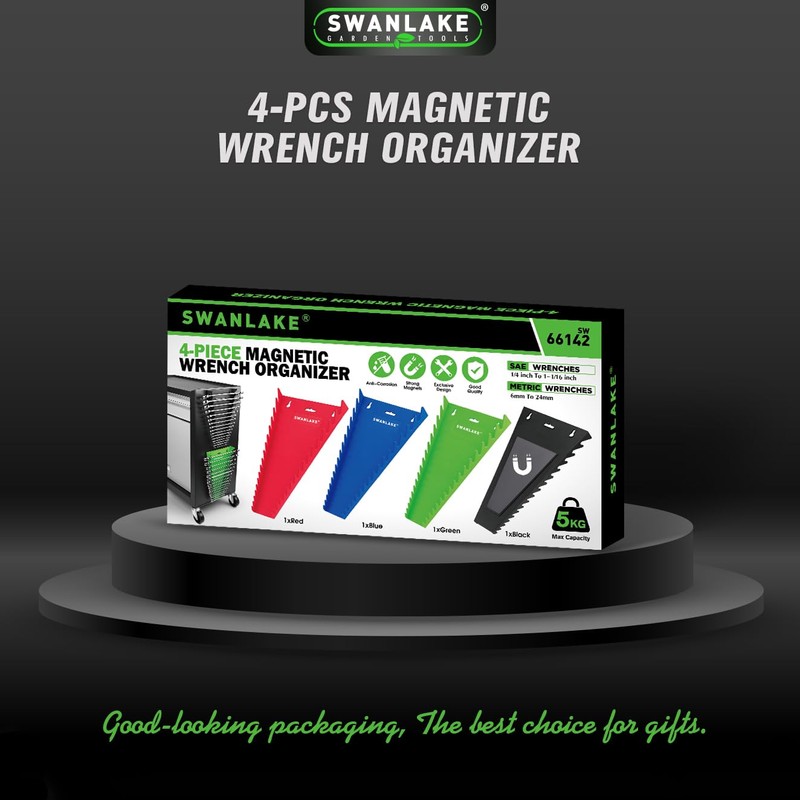 Magnetic Wrench Organizer 4-piece, Wrench Rack Tool Trays SAE (1/4"