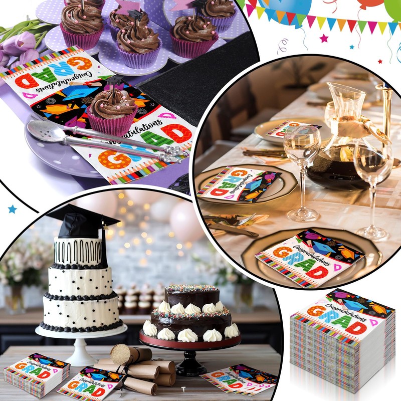 Feifeiya 60 Pcs Graduation Party Cocktail Paper Napkins 6.5 x