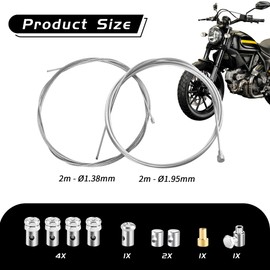 Set of 2 Universal Cable Repair Kit, Motorcycle Emergency Gas Cable, Throttle Cable Repair Kit, Clutch Cable, Universal Cable Pulley with 9 Nipples Motorcycle for Moped Bicycle Scooter