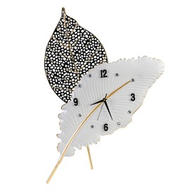 Modern Wall Clock Feather Wall Clocks Large for Living Room Decor Decorative Time Clock Wall Watch Black and White Fashion Art Clock Suitable for Living Room, Bedroom And Office, Silent Movement