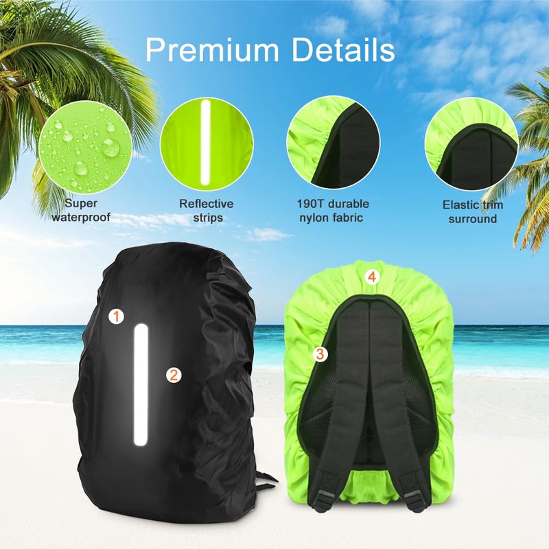 flintronic Rain Cover for Backpacks with Reflective Strips (40-50L), 2