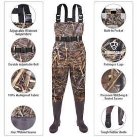 FISHINGSIR Fishing Waders for Men with Boots Womens Chest Waders 2-Ply Nylon/PVC Waterproof for Hunting with Boot Hanger
