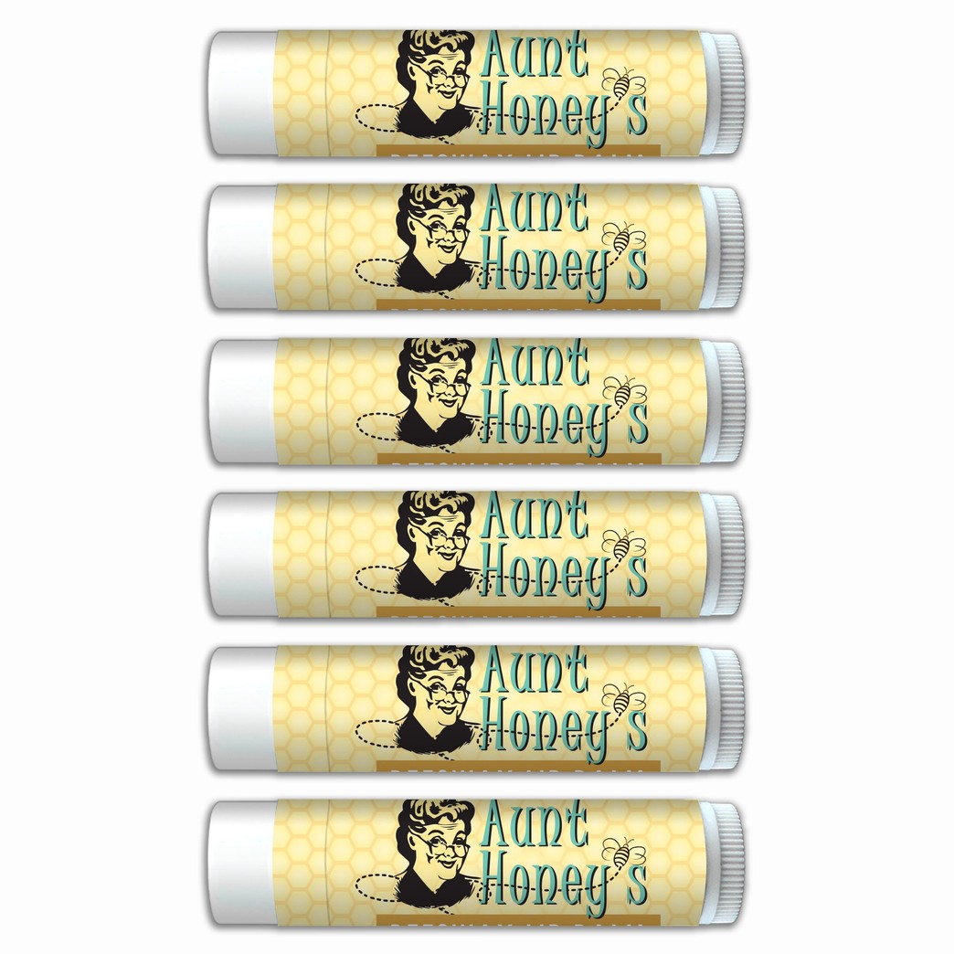 Aunt Honey’s SPF Lip Balm Smooth Mint Flavored, Made with Beeswax, Aloe Vera, Coconut Oil—6 Tubes Chapstick
