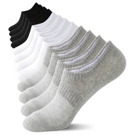 Irisbear Womens No Show Socks Thin Cotton Non Slip Low Cut Socks White Black Gray 5-8