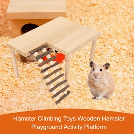 Hamster Wooden Platform Hamster Climbing Ladder Toy Cage Accessories for Guinea Pigs, Chinchillas, Gerbils, Hamsters