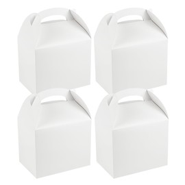 Bio Tek 10 x 7 x 8 Inch Gable Boxes For Party Favors, 25 Attractive Gift Boxes - With Built-In Handle, Greaseproof, White Paper Barn Boxes, For Special Events Or Parties