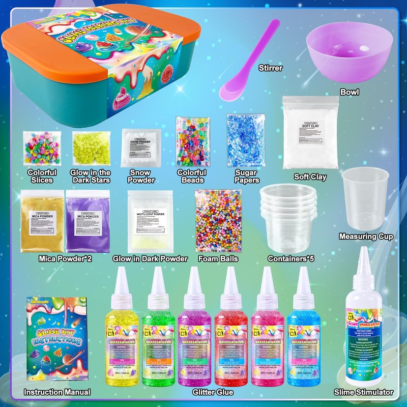 DIY Slime Kit for Girls, Glitter Galaxy Slime Making Kit