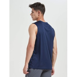 MIER Men's Lightweight UPF 50+ Sleeveless Sun Shirts Quick Dry Hiking Running Tank Tops UV Protection Athletic Workout Muscle Tees Undershirts Navy XL