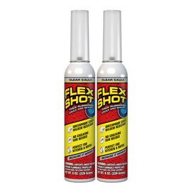 Flex Shot, Flexible Rubber Silicone Sealant, Waterproof Caulk, UV Resistant, No Caulk Gun Needed, Perfect for Kitchen, Bath, Showers, Sinks, Baseboards, Clear, 8oz, 2-Pack