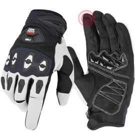 KEMIMOTO Motorcycle Gloves for Men, Touchscreen Dirt Bike Gloves with Silicone Protective for Outdoor Sports On-Road Off-Road Motorcross Motorbike Mountain Bicycle Racing ATV UTV