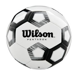 Wilson Pentagon, WTE8527XB04 Pallone da Calcio, Taglia 4, Struttura a 30 Pannelli, Imbottitura in PVC, Bianco/Nero