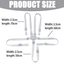 1 x 5-point safety belt, high chair, multifunctional child safety belt, high chair strap for buggy, child seat, pram and high chair, grey