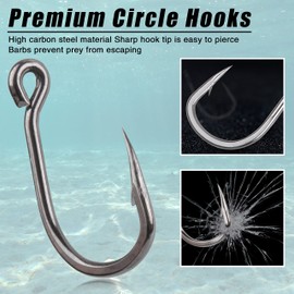 Live Bait Circle Hooks Saltwater,100pcs Catfish Bait Fishing Hook Set 2X Strong Stainless Steel Inline Sharp Point Saltwater Fishing Hook