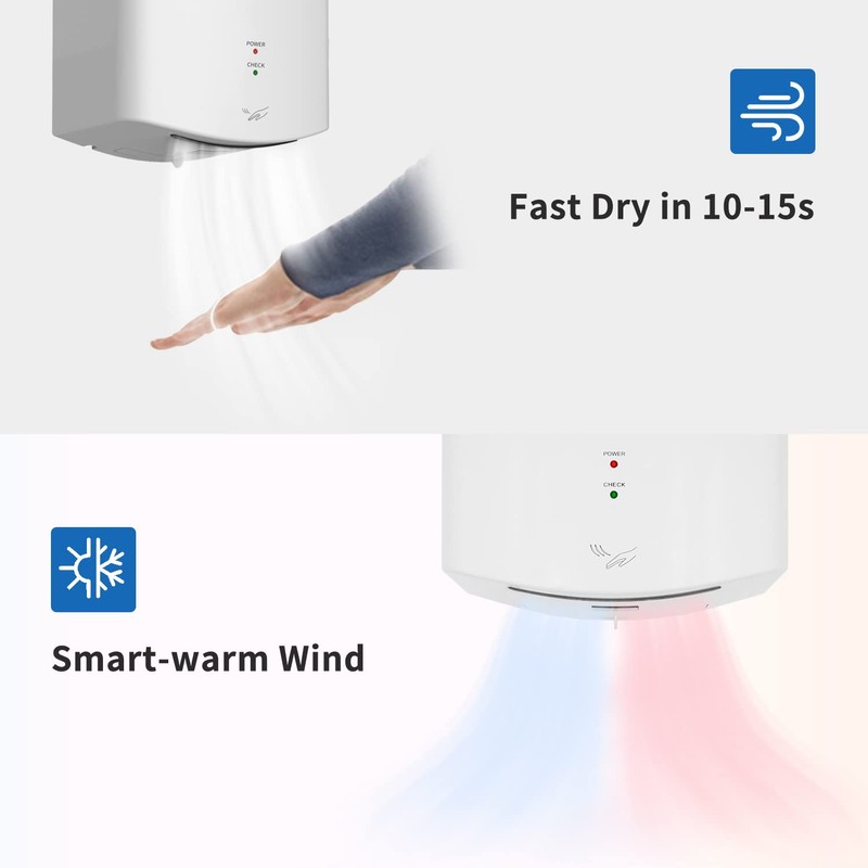 AIKE Air Wiper Compact Hand Dryer 110V 1400W White (with