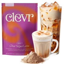 Clevr Blends Chai Tea Latte, Instant Tea, Superfood Powder Blend with Oat Milk, Lions Mane, Reishi Mushroom, Black Tea, Organic Spices, Coconut Cream, Ashwagandha, Oprah’s Favorite Things 2022, 30 Servings