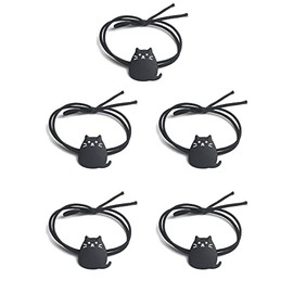 prendre PR-HAIRGM09 Cat Hair Rubber Set of 5 with Cute Motif Stylish Hair Accessories (Black)