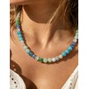 zocare Beaded Gemstone Necklace for Women,Crystal Beads Choker with Spring