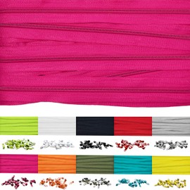 5 m Continuous Zip 5 mm with 10 Zip Continuous Pink