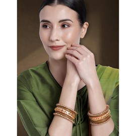 Aheli Matching Floral Kundan Silk Thread Chuda Chura Bangle Set Indian Traditional Bridal Fashion Jewelry Gift for Women