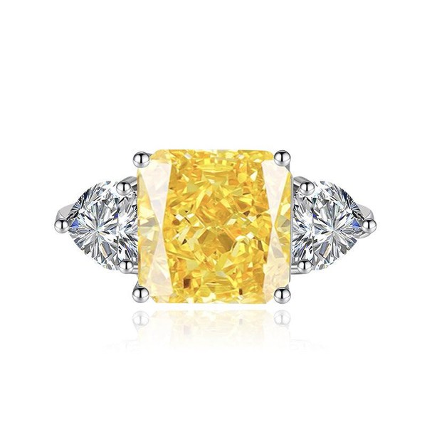 Multicolor Ice Flower Cut Square CZ Adjustable Ring, 10*10mm 8A