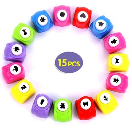 Flantor Paper Punches,15pcs Punch Craft Set Mini Punches Hole Punch Shapes Hole Punch Shape Scrapbooking Supplies for Kindergarten Teacher Office Supplies Kids