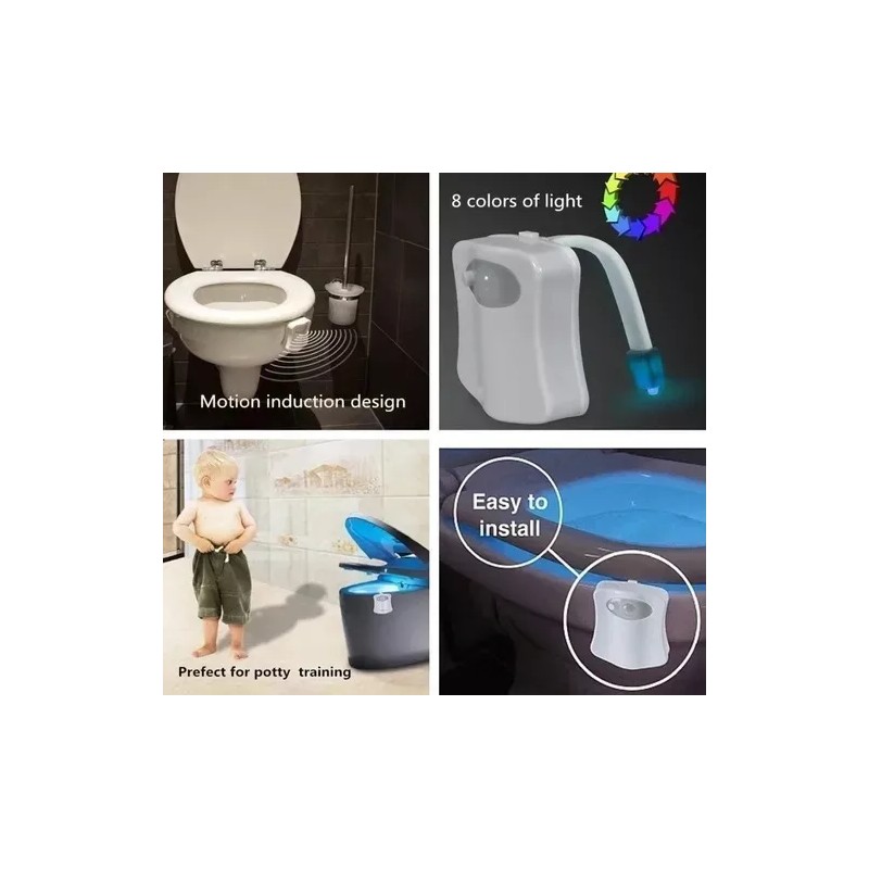 Bath Led 2 Sensores Movimiento Taza Baño Casa Cómodo Luz