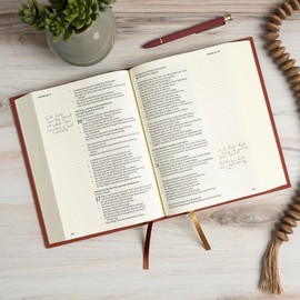 NASB Notetaking Bible, Large Print Edition, Cinnamon Brown Cloth Over Board, Single-Column, Black Letter, Wide Margins, Journaling Space, Reading Plan, Sewn Binding, Easy-to-Read Bible Karmina Type