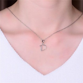 Globalwin Jewellery - Collar con colgante de plata de ley 925 de la A a la Z, circonita cúbica transparente de 26 letras, para pulseras, collares de joyería DIY, Plata esterlina, circonita