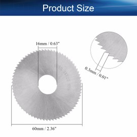 Auniwaig Circular Saw Blades 60mm x 16mm x 0.3mm 72T HSS6542 Slitting Saw Cutter Cutting Tool for Cutting Metal 1pcs