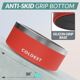 Coldest Dog Bowl - Anti Rust Metal & Non Slip Dog Bowls Large, Spill Proof Heavy Duty 3 Layers Insulated Dog Bowl - Food and Water Bowl for Dogs, Cats & Pets, Dishwasher Safe (100 oz, Crimson Red)