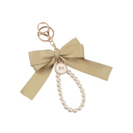 COLORFUL BLING Bow Keychain Bowknot Pearl Chain Wristlet Keyring Cute Wrist Lanyard Accessories for Purse Bags-green