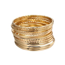 JRYGAC Pack of 12 Women's Gold Bracelets, 14 Carat Gold-Plated Stacking Bracelets, Boho Fashion Bracelets, Stackable Multilayer Bracelets, Women's Gold, for Women and Girls Gifts, Metal