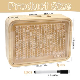 Wooden Money Box, Money Box with Savings Target and Numbers for Ticking, Money Box with Numbers, with Target, €5,000 Euro No Assembly Piggy Bank for Helps Adults and Children The Habit of Saving