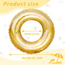 Unicorn Swimming Ring, ACTOYS Air Mattress Unicorn Glitter, Inflatable Unicorn Pool, Unicorn Swimming Toy, Large, Swimming Hoop Unicorn, Unicorn Swimming, for Children and Adults (Gold, M)