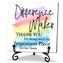 Difference Maker Gift, Birthday Gifts for Women Motivational Gifts for Boss Leader Teacher, Farewell Gifts Thank You Appreciation Gifts Thanksgiving Christmas Gifts Desk Decor Wood Sign -MP13