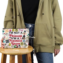 VAMSII Forensics Science Lover Gift I’m A Forensics Queen Makeup Bag Criminologist Cosmetic Bag Criminology Stu-dent Graduation Gift (Forensics Queen M C)