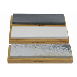 Arkansas Sharpening Stone Set - Wood Mounted 8"