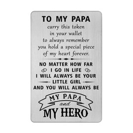 HYHYDHP Papa Fathers Day Cards - Papa Birthday Card from Granddaughter Daughter - My Hero Papa Gifts