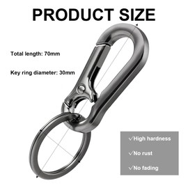 ASIRYVA 4 Pack Metal Keychain Key Rings,Keyring Clip,Zinc Alloy Carabiner Keyring, Carabiner Clips, Zinc Alloy Chain Clips Hook Holder Organizer for Men Women (Bright Gun Color)