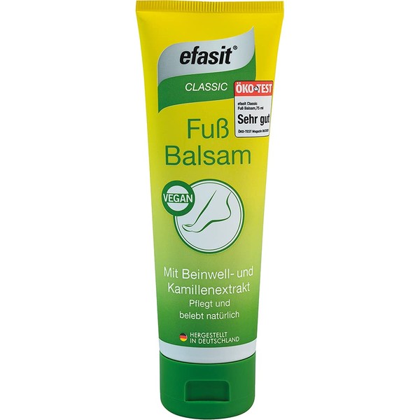 efasit Foot Balm, Foot Cream for Dry Feet and Daily Care with Comfrey, Chamomomile, Jojoba and Rosemary Oil, Vegan