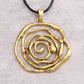 Bjesinmo Boho Leather Necklace Gold Chunky Pendant Necklaces for Women Rose Pendant Funky Necklace Bohemian Necklaces for Women Fashion Jewelry