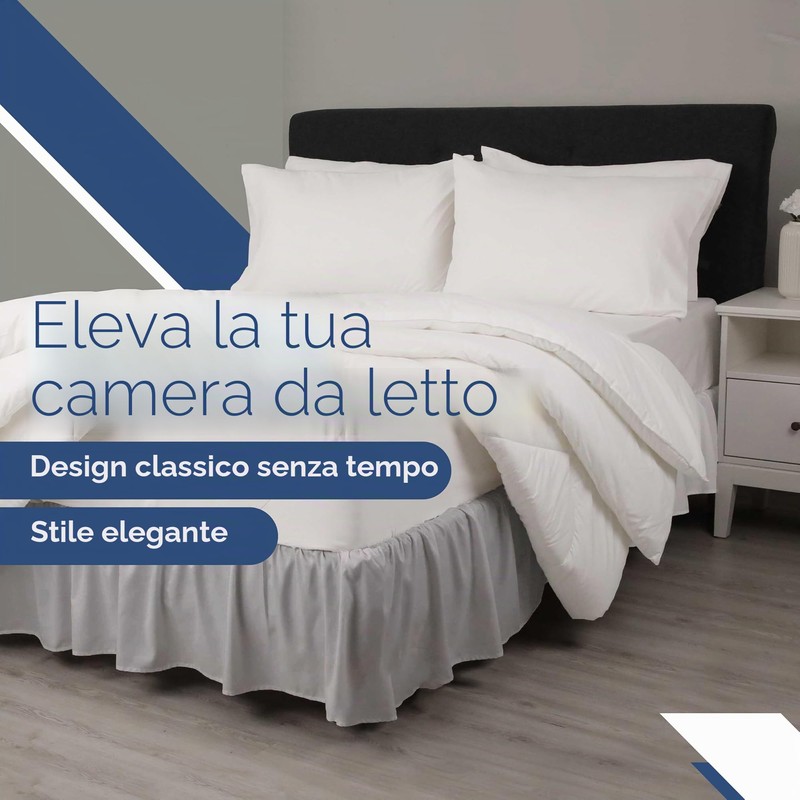 Martex Mantovana giroletto con volant, facile da montare, in microfibra,