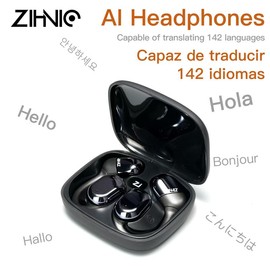ZIHNIC S05 AI Translation Wireless Bluetooth Open-Ear Earbuds, OWS Headphones Support 142 Languages,Automatic Translation Bluetooth V5.4 Earphones Support Phone Calls Music, AI Chat - Color: Black