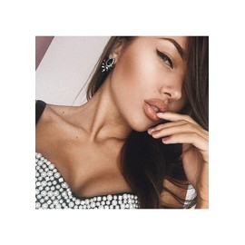 Happiness Boutique Damen Statement Ohrringe Strasssteine | Große Vintage Ohrstecker Schwarze Ohrringe