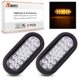 MADCATZ (Pack of 2) 6 Inch Oval Clear Lens Amber LED Turn Signal Marker Tail Lights 24 Diodes F3 Piranha for Trailer Truck Lorry Bus Boat Flush Mount 12V DC OA12